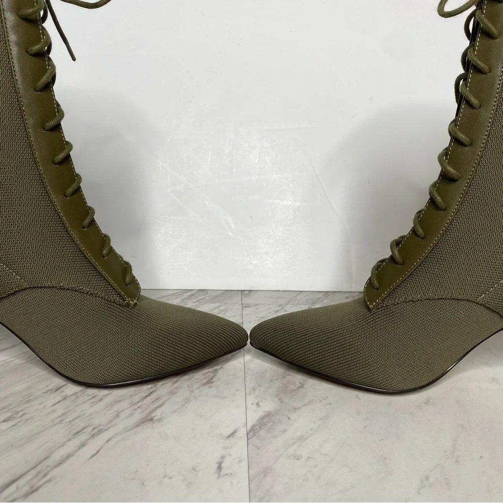 Charles David Piranha Green Lace Up Pointed Toe Boot 7M